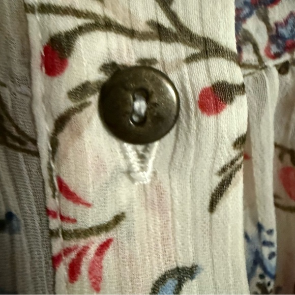 Zara Sheer Long Sleeve Floral White Collar Button Down Blouse Top Size Small - Picture 5 of 12